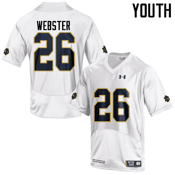 Youth NCAA Notre Dame Fighting Irish #26 Austin Webster Stitched College Under Armour Authentic White Football Jersey CC10D35HW